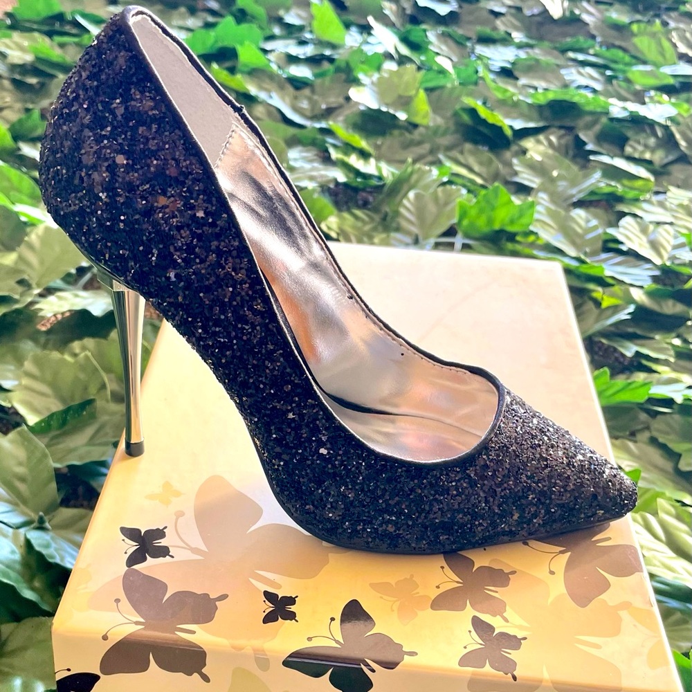 Pleaser Black Glitter Pumps